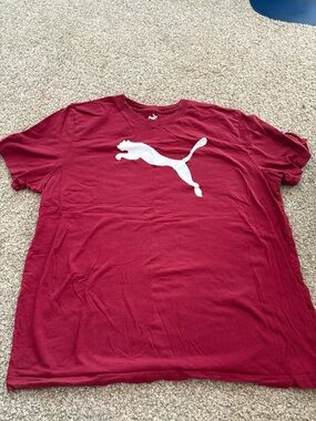Puma Red-Maroon Tee with White Puma Logo